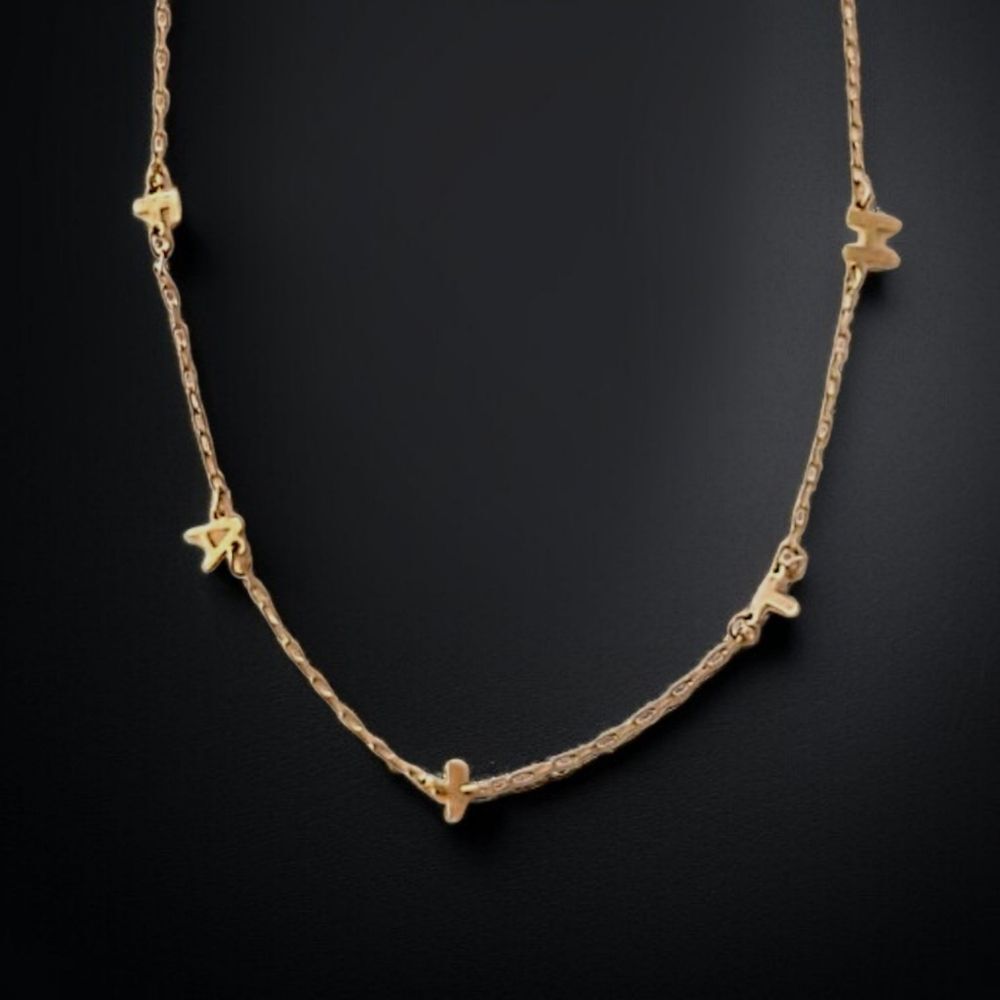 Vintage FAITH Spell Out Necklace Jane Marie Gold Tone Religious Letters Charms.‎